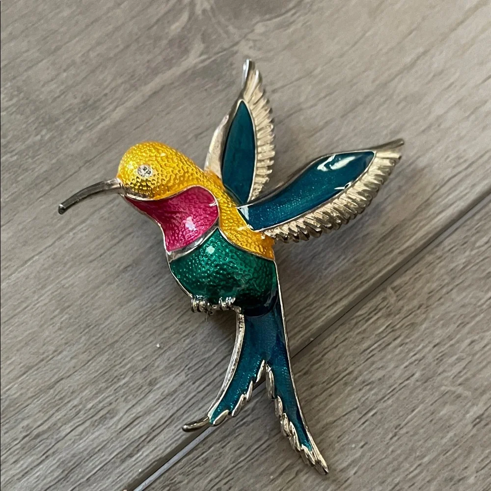 Artisan Multicolor Hummingbird Brooch - Picture 6 of 7